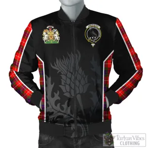 Abernethy Tartan Bomber Jacket with Family Crest and Scottish Thistle Vibes Sport Style