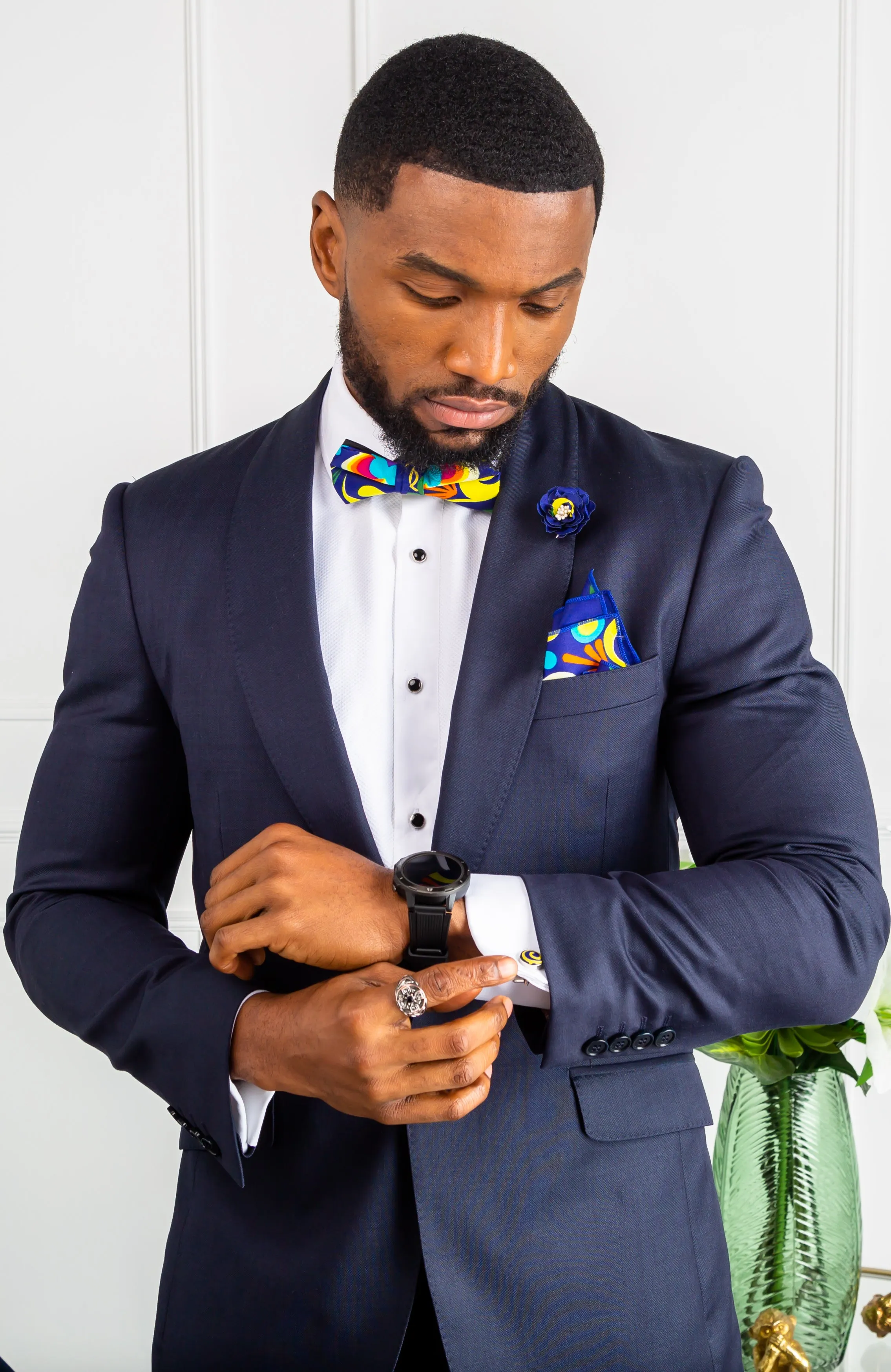 African Inspired Fashions Kente Bow Tie Set 4 Pieces - FRANCIS