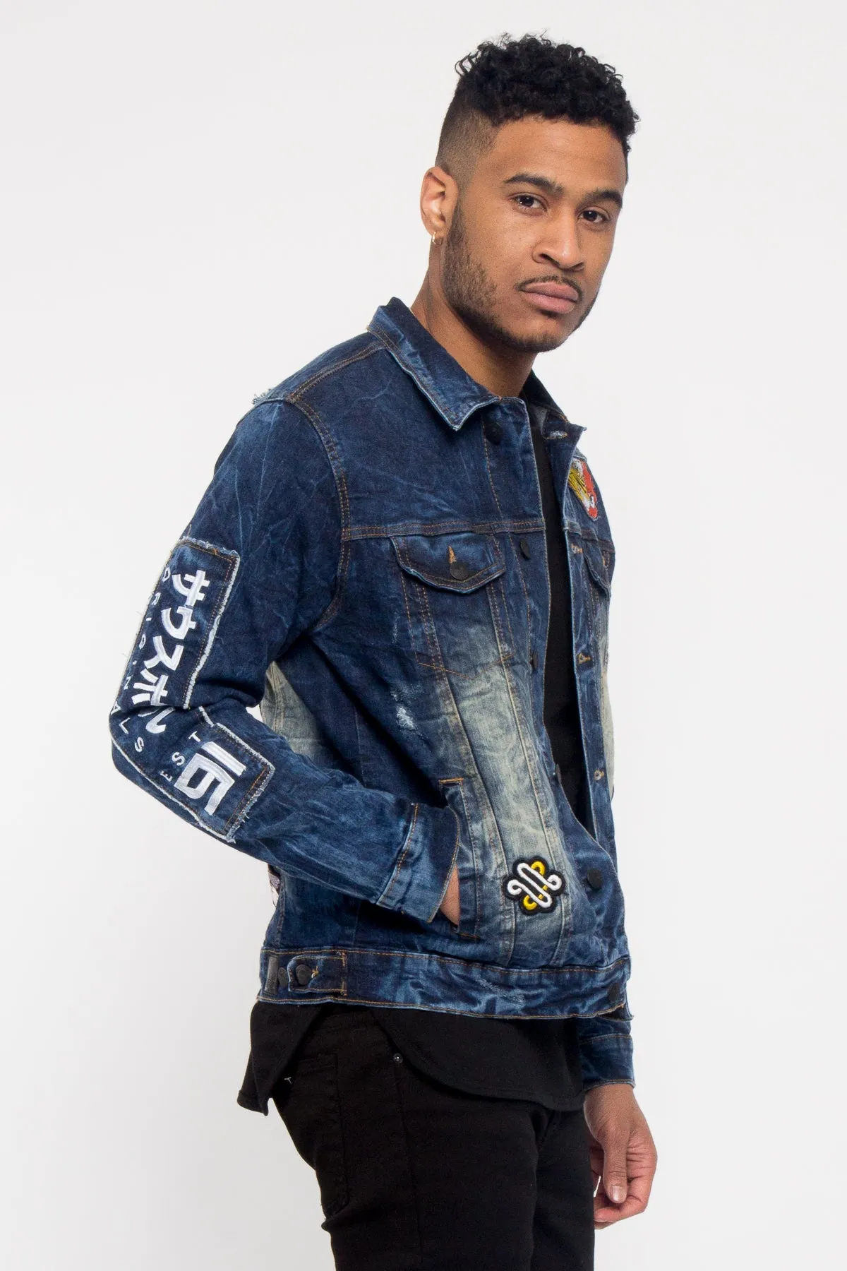 Applique Tiger Patch Denim Jacket