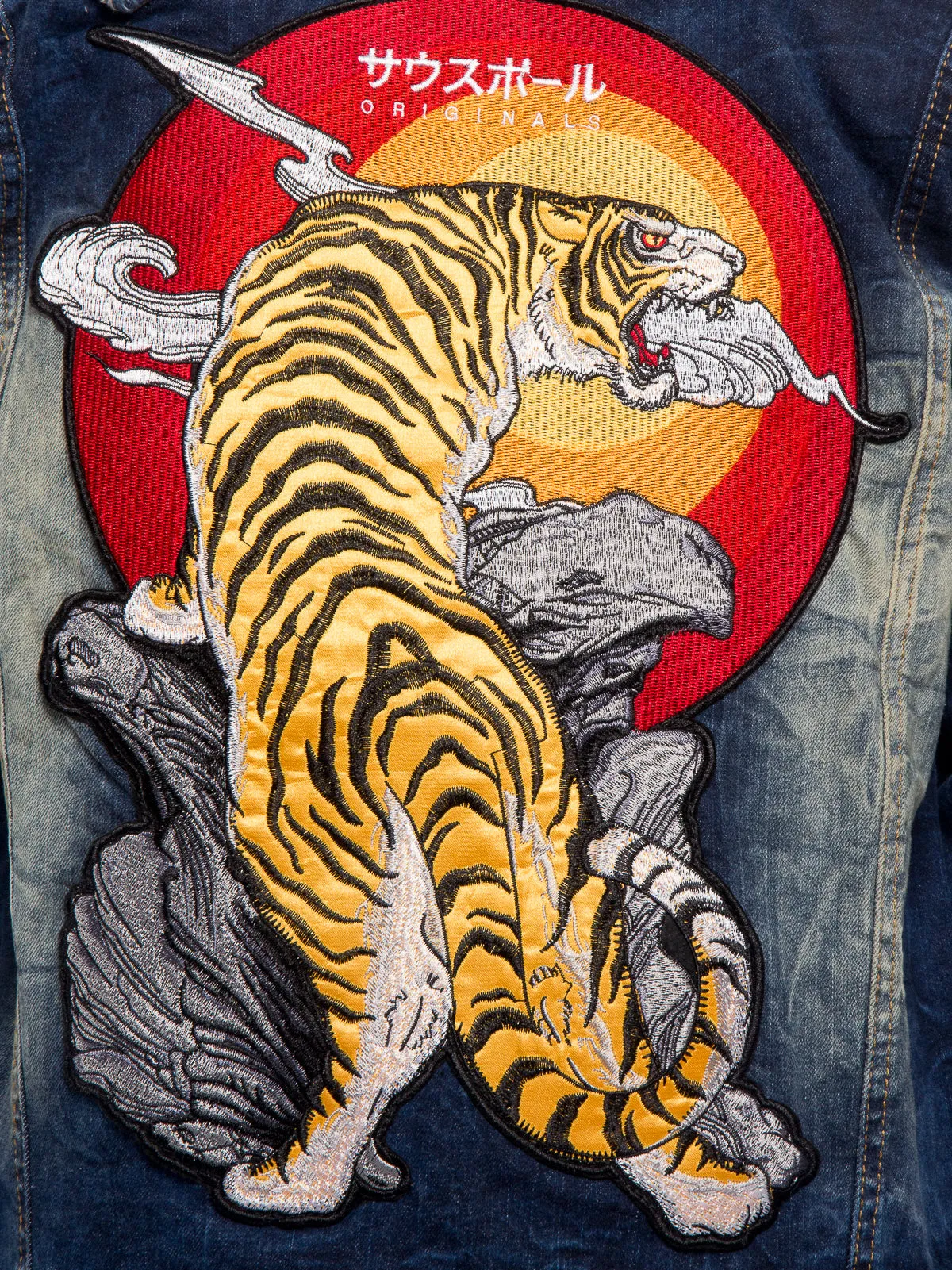 Applique Tiger Patch Denim Jacket