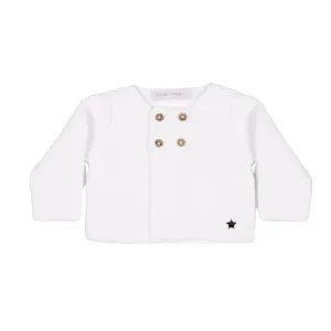 Baby White Organic Cotton Knit Cardigan