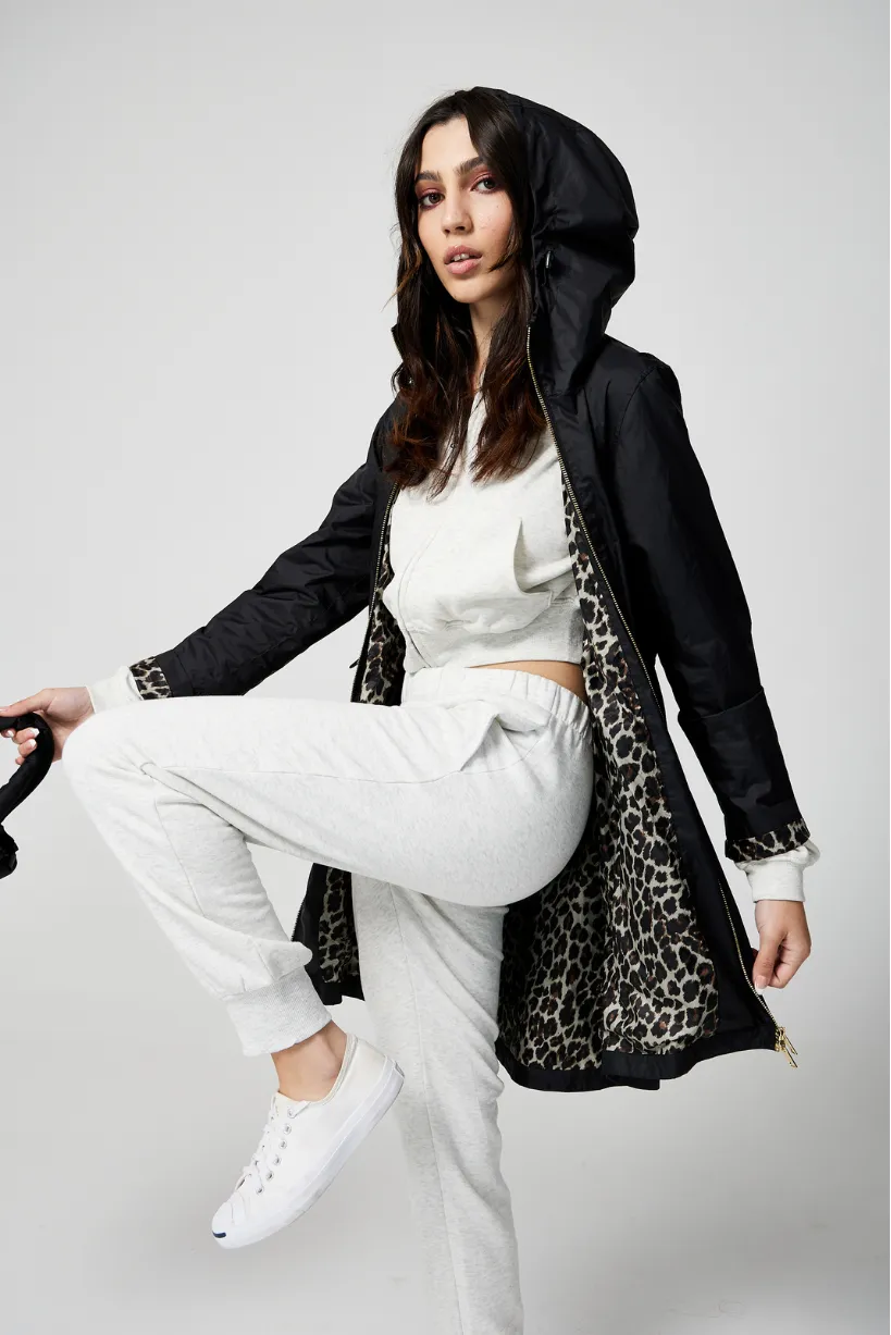 Black Classic Leopard Raincoat