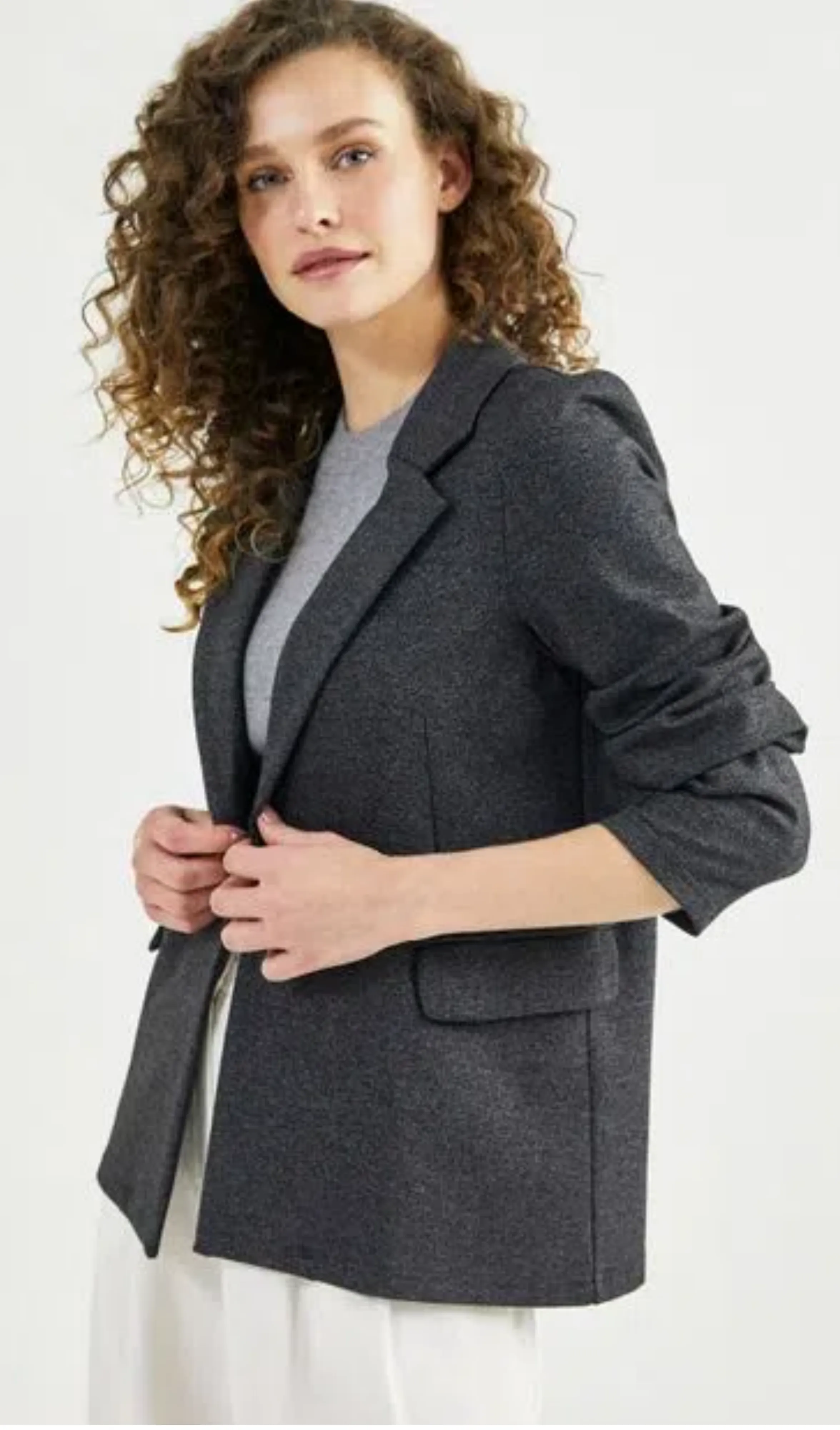 Blazer Classico Malha Mescla Shoulder