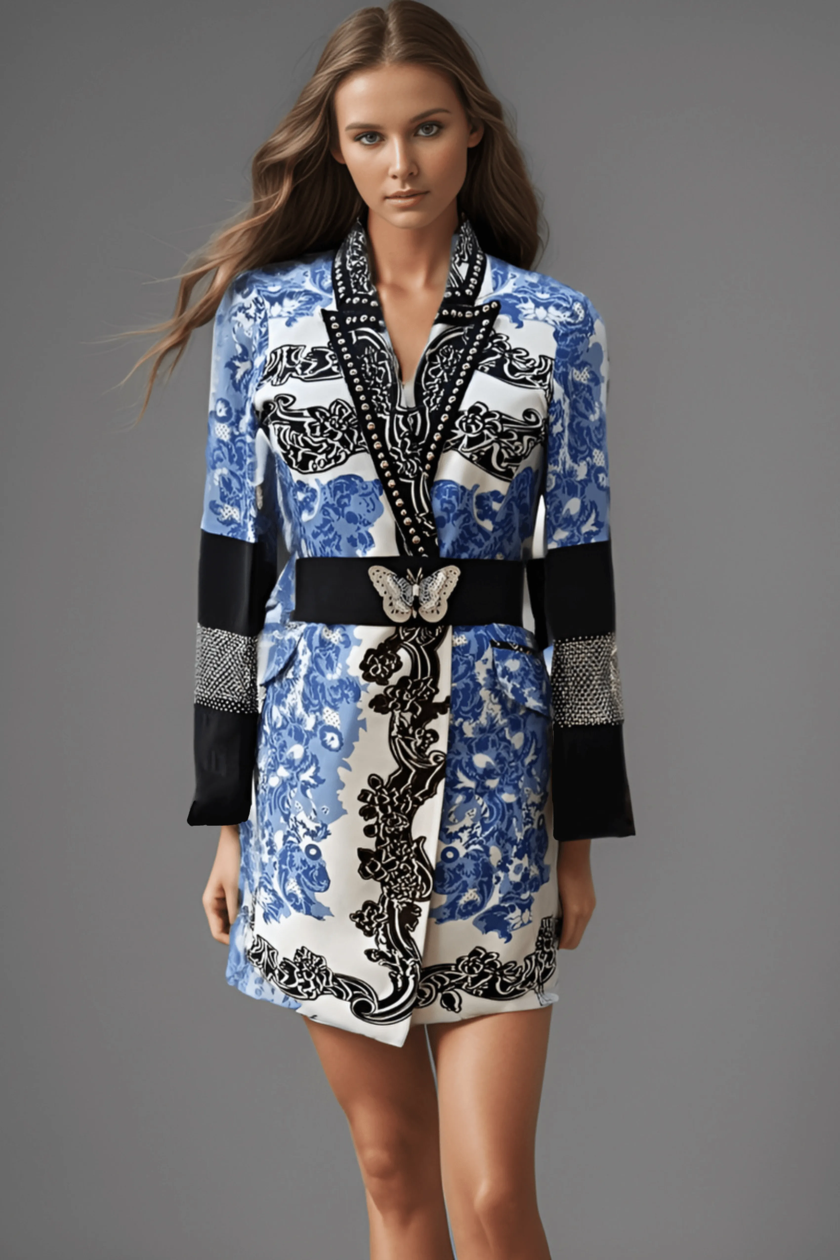 Blue Mykonos Statement Blazer Dress