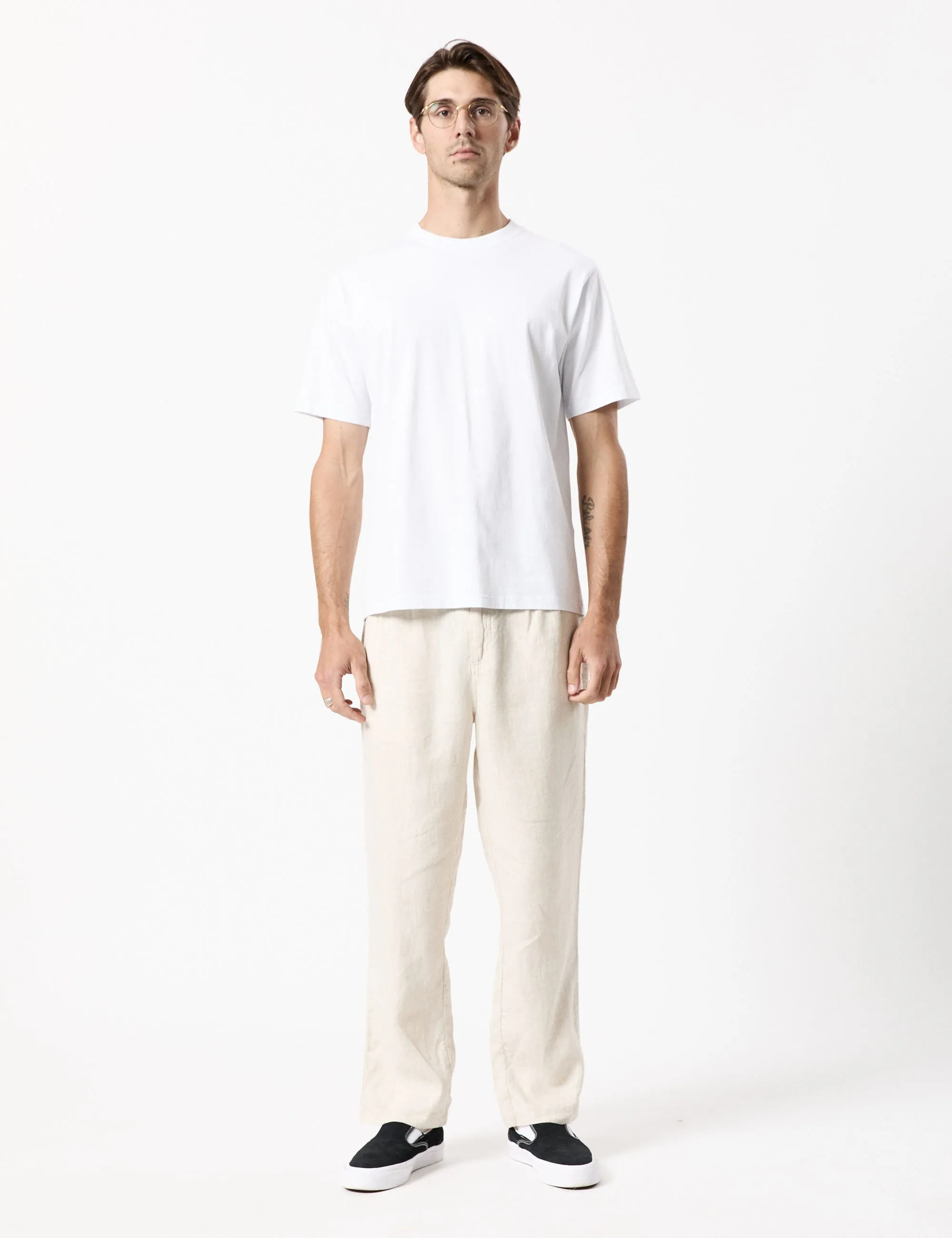 Brooklyn Linen Pleated Pant - Natural