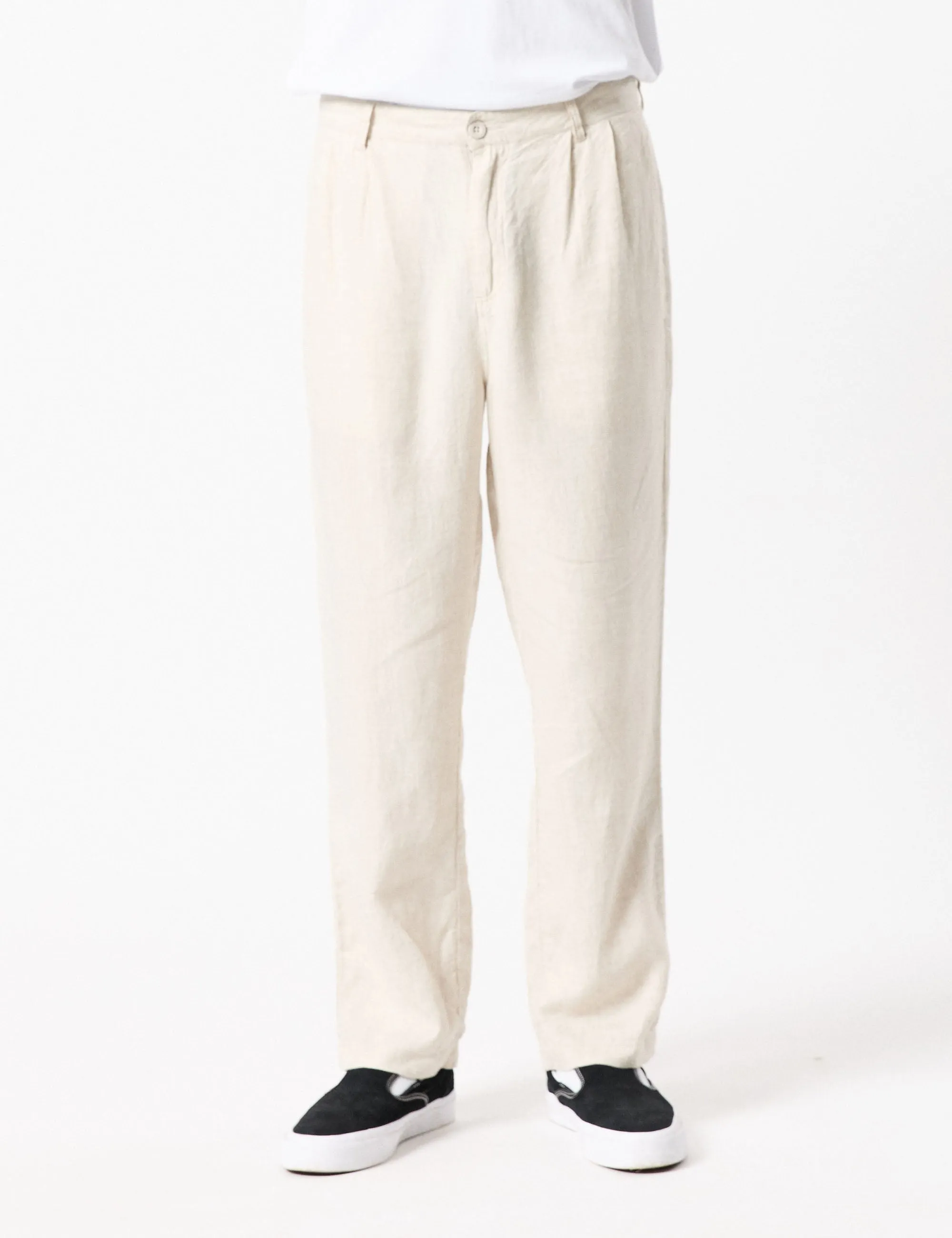 Brooklyn Linen Pleated Pant - Natural