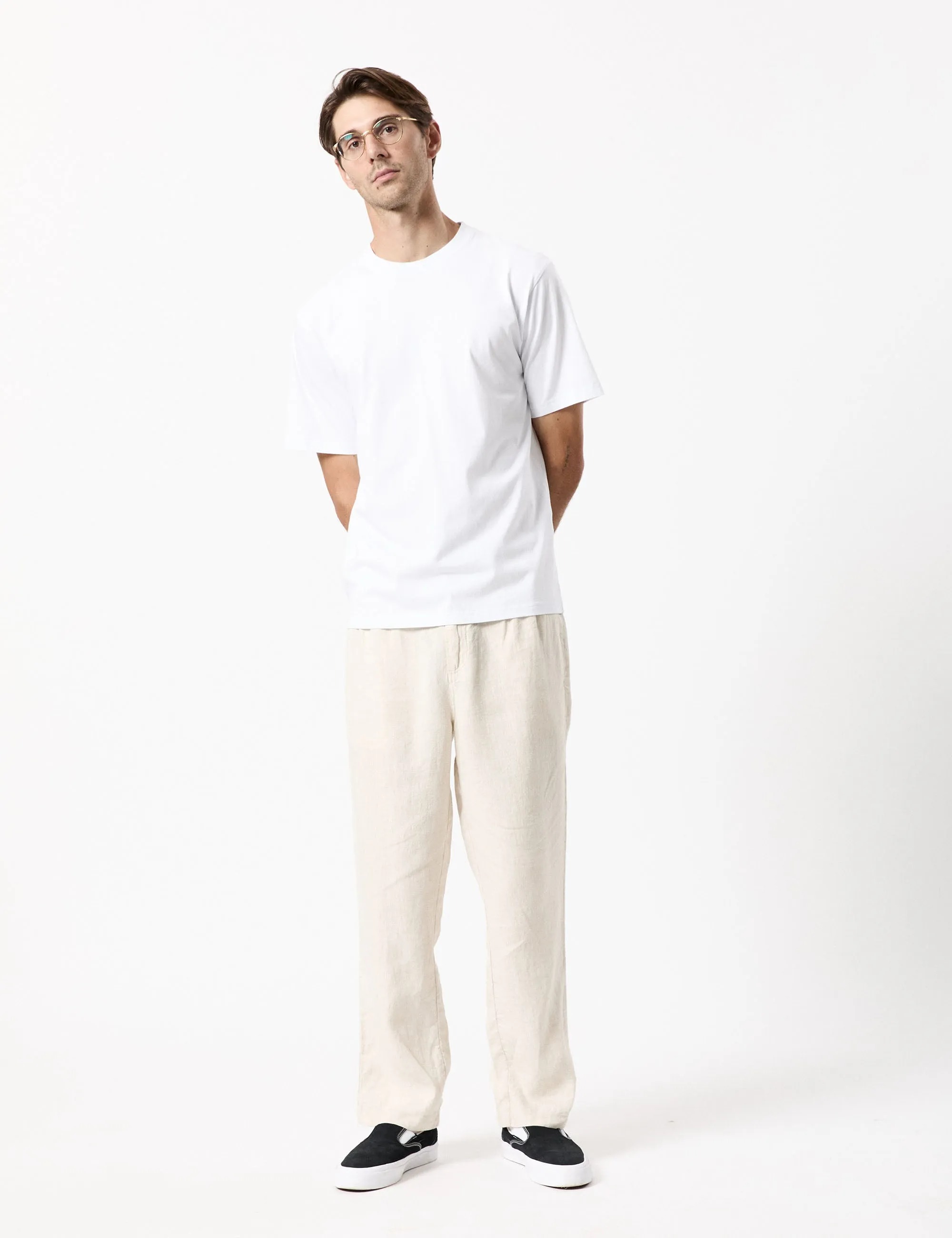 Brooklyn Linen Pleated Pant - Natural