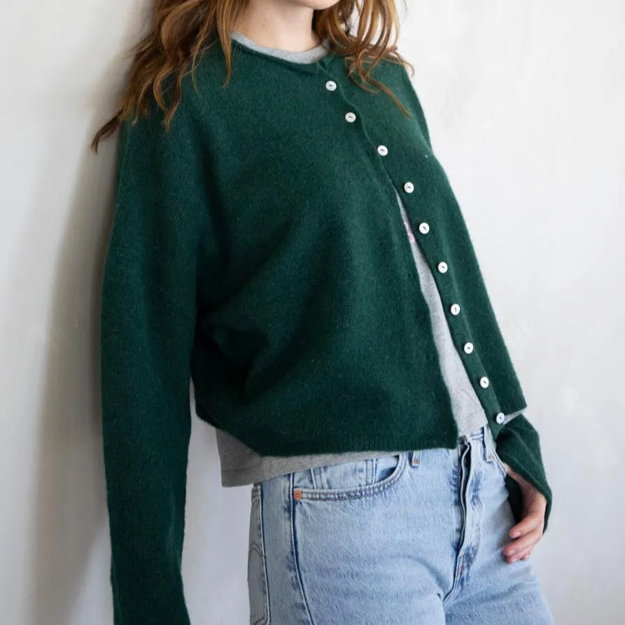 Button Up Cardigan - Forest Green