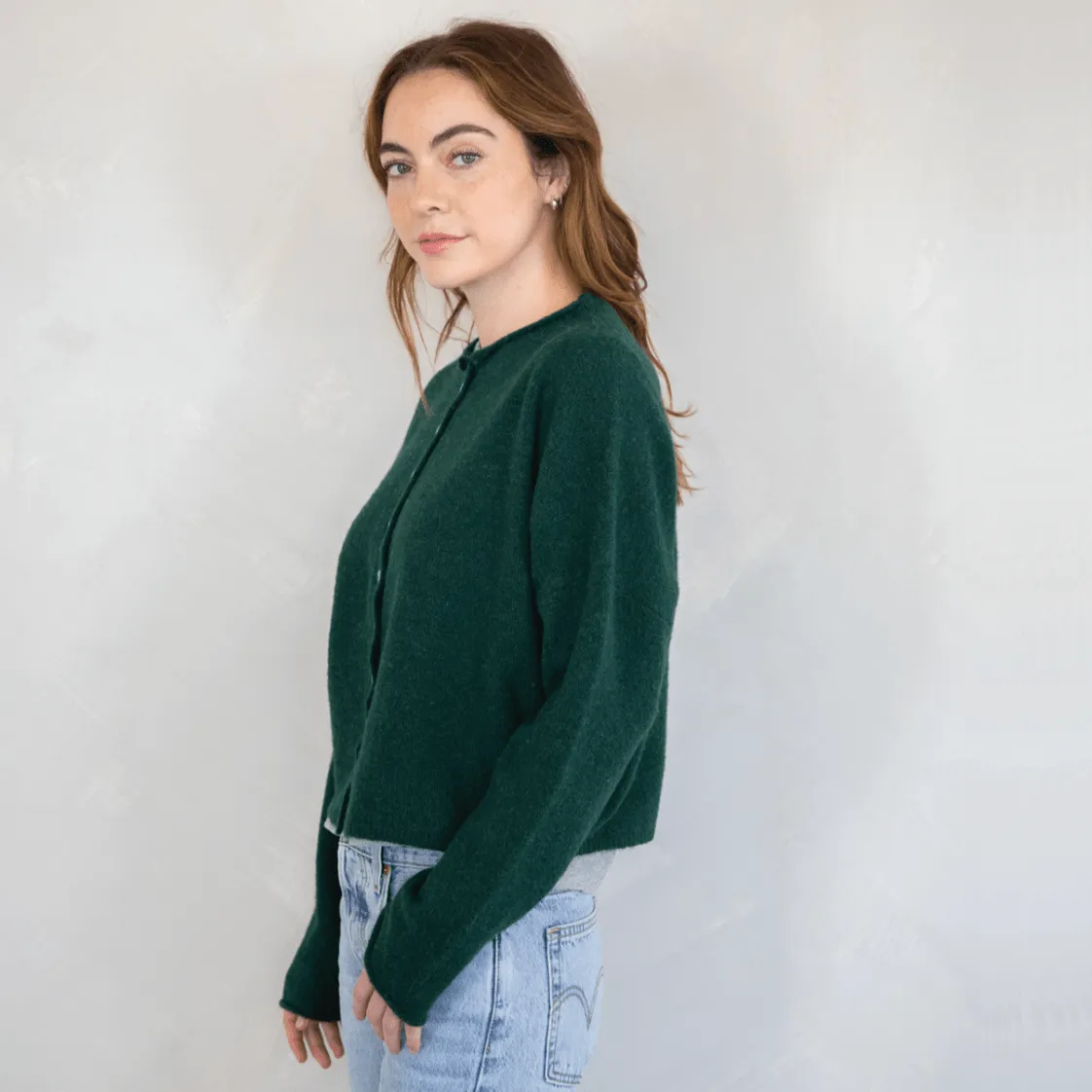 Button Up Cardigan - Forest Green