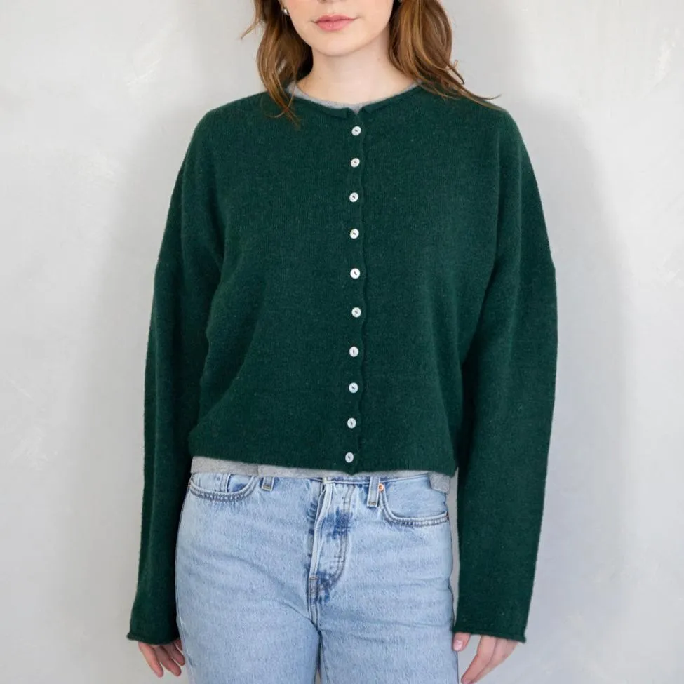 Button Up Cardigan - Forest Green