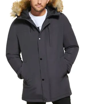 Calvin Klein Men's Faux Fur Lined Hooded Long Parka