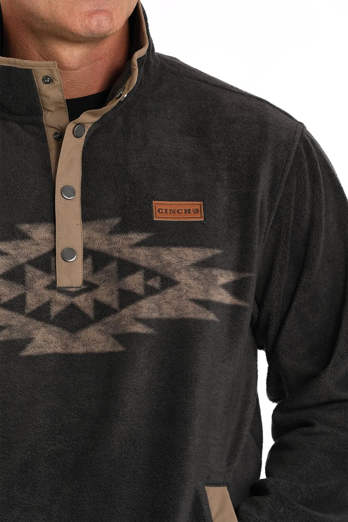 Cinch Men's Charcoal/Tan Southwest Print Polar Fleece Pullover