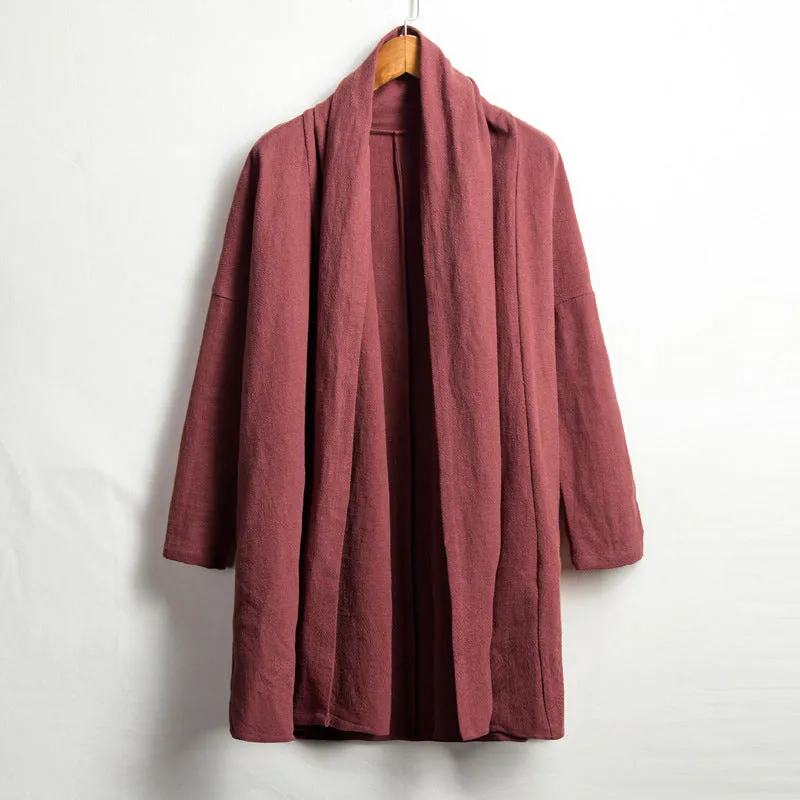 Cotton Linen Mid-length Cardigan