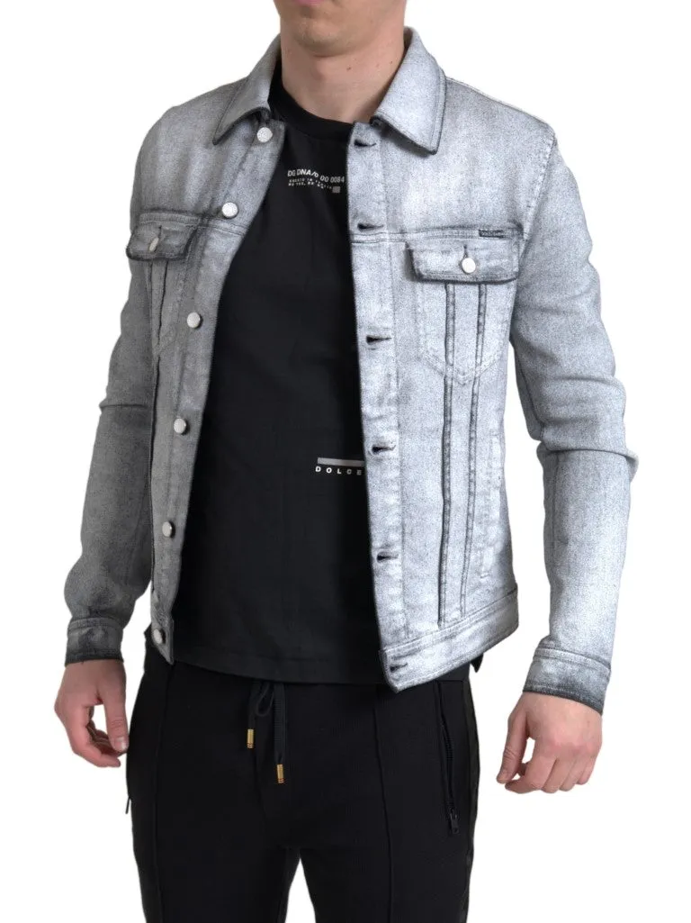 Dolce & Gabbana Elegant Gray Cotton Stretch Denim Jacket