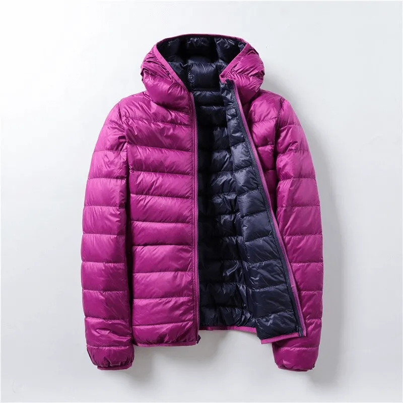 Double-sided Ultra-light and Warm Parka / Women`s Duck Down Jacket with Hooded - SF0069