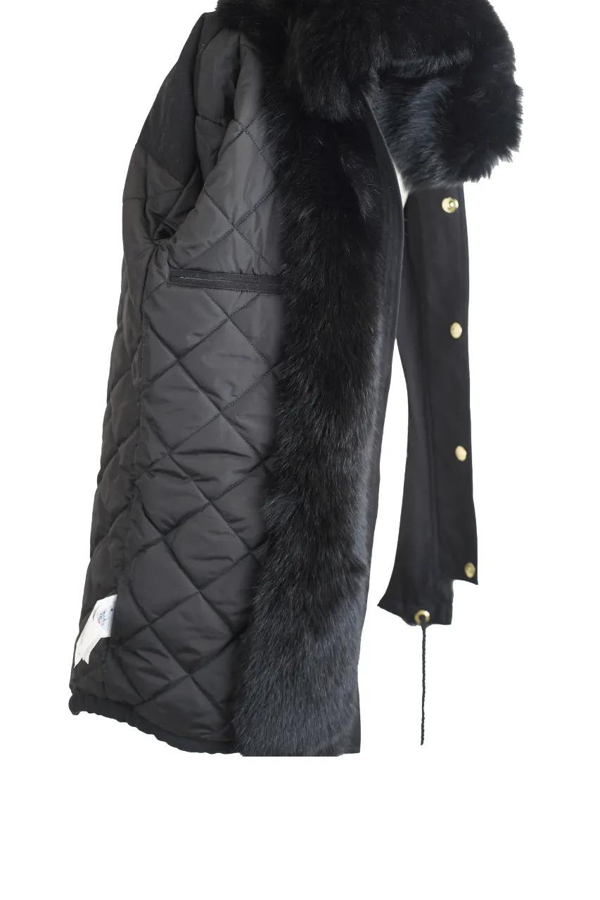 Down Filled Zipper Fur Lining Parka