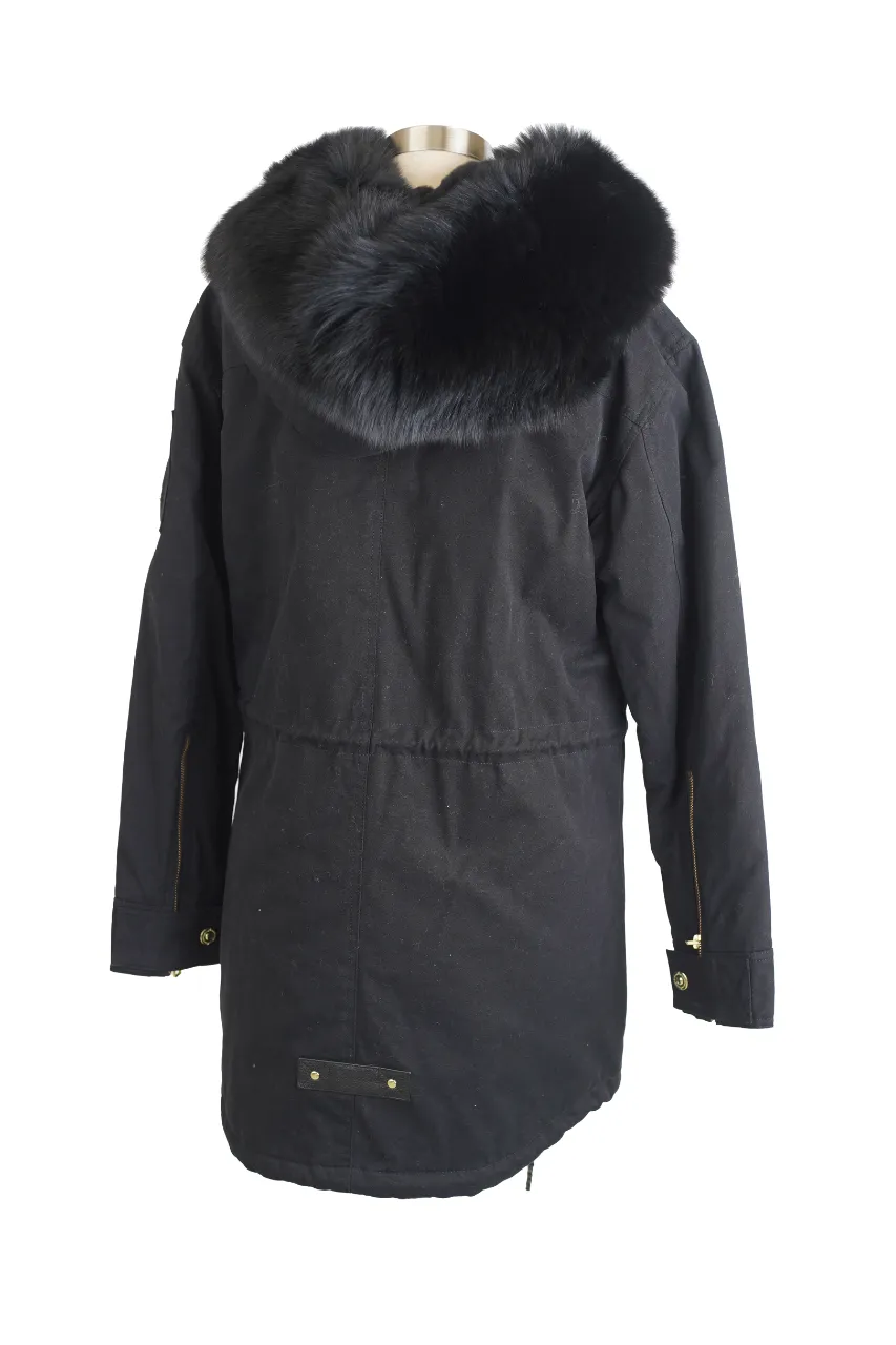 Down Filled Zipper Fur Lining Parka