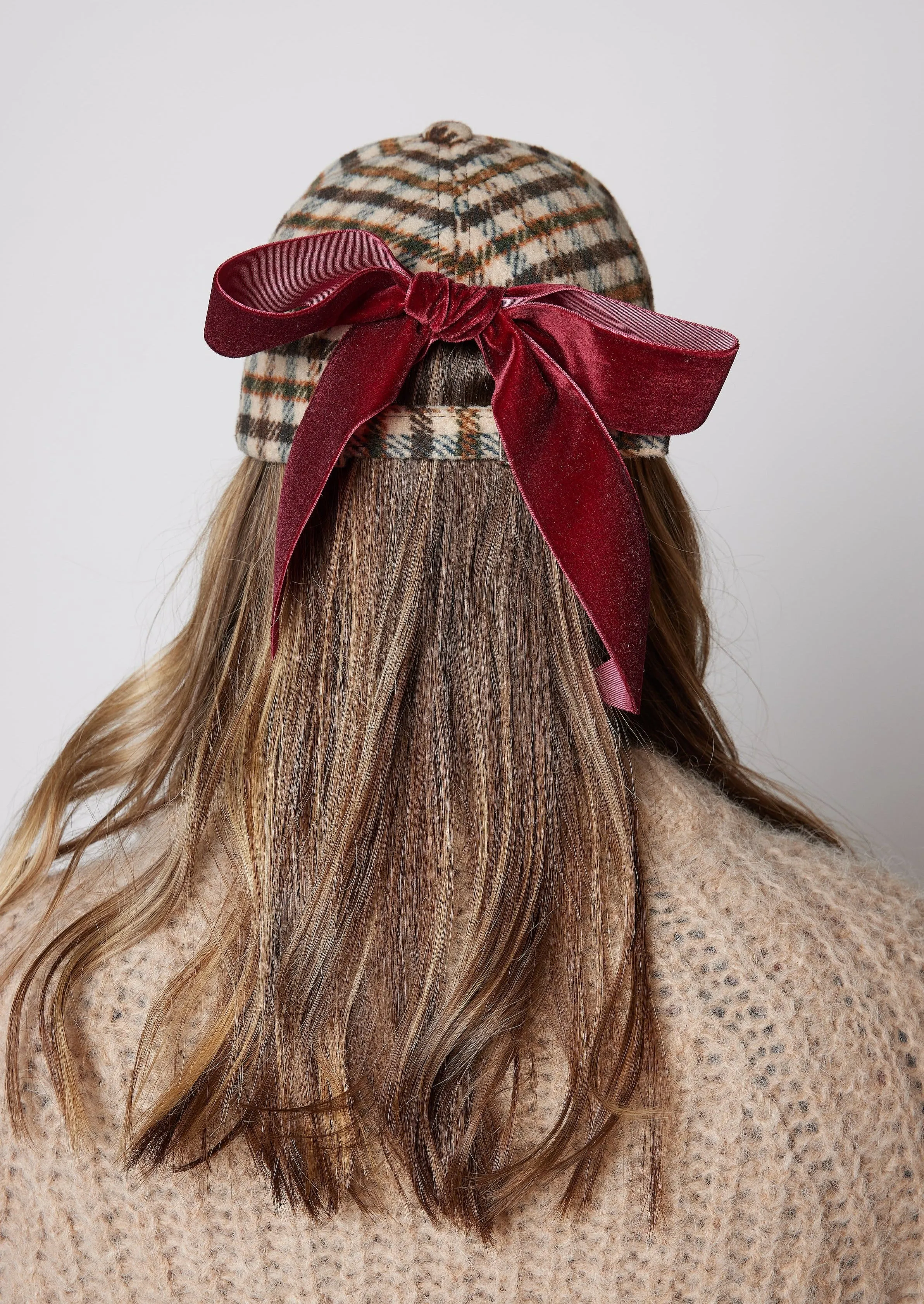 Everyday Plaid Cap w/Removable Bow- Colored Check