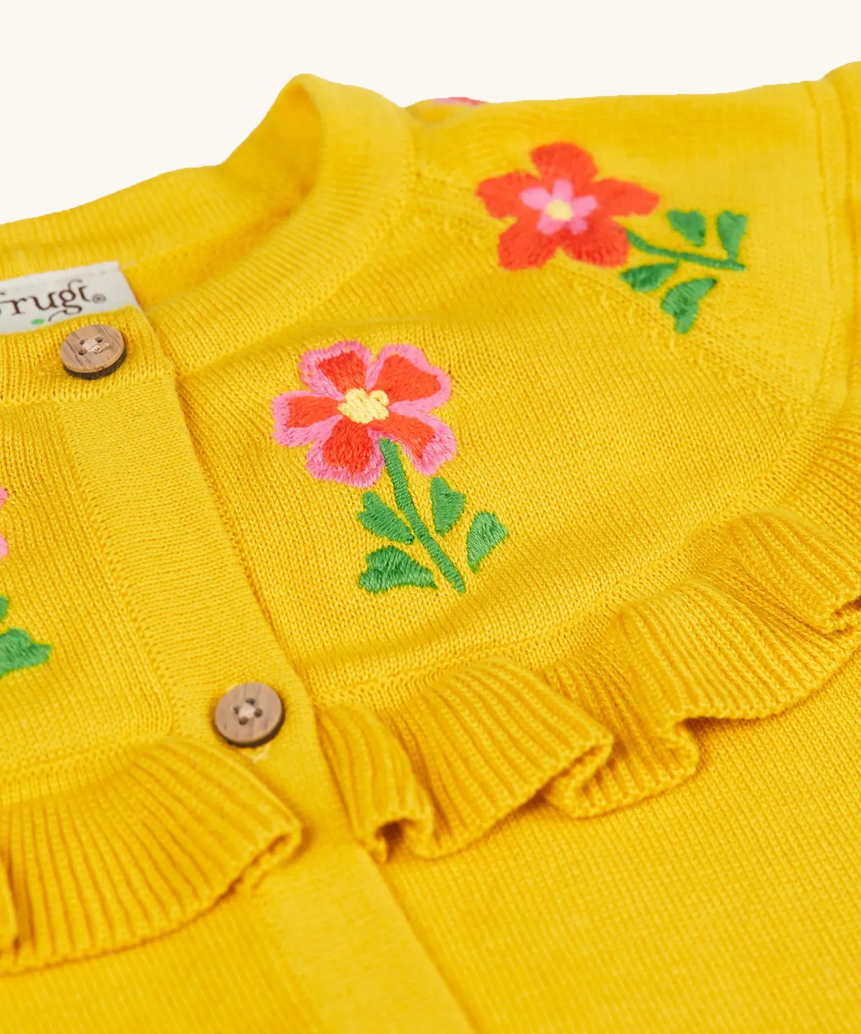 Frugi Romi Ruffle Cardigan - Dandelion/Flowers