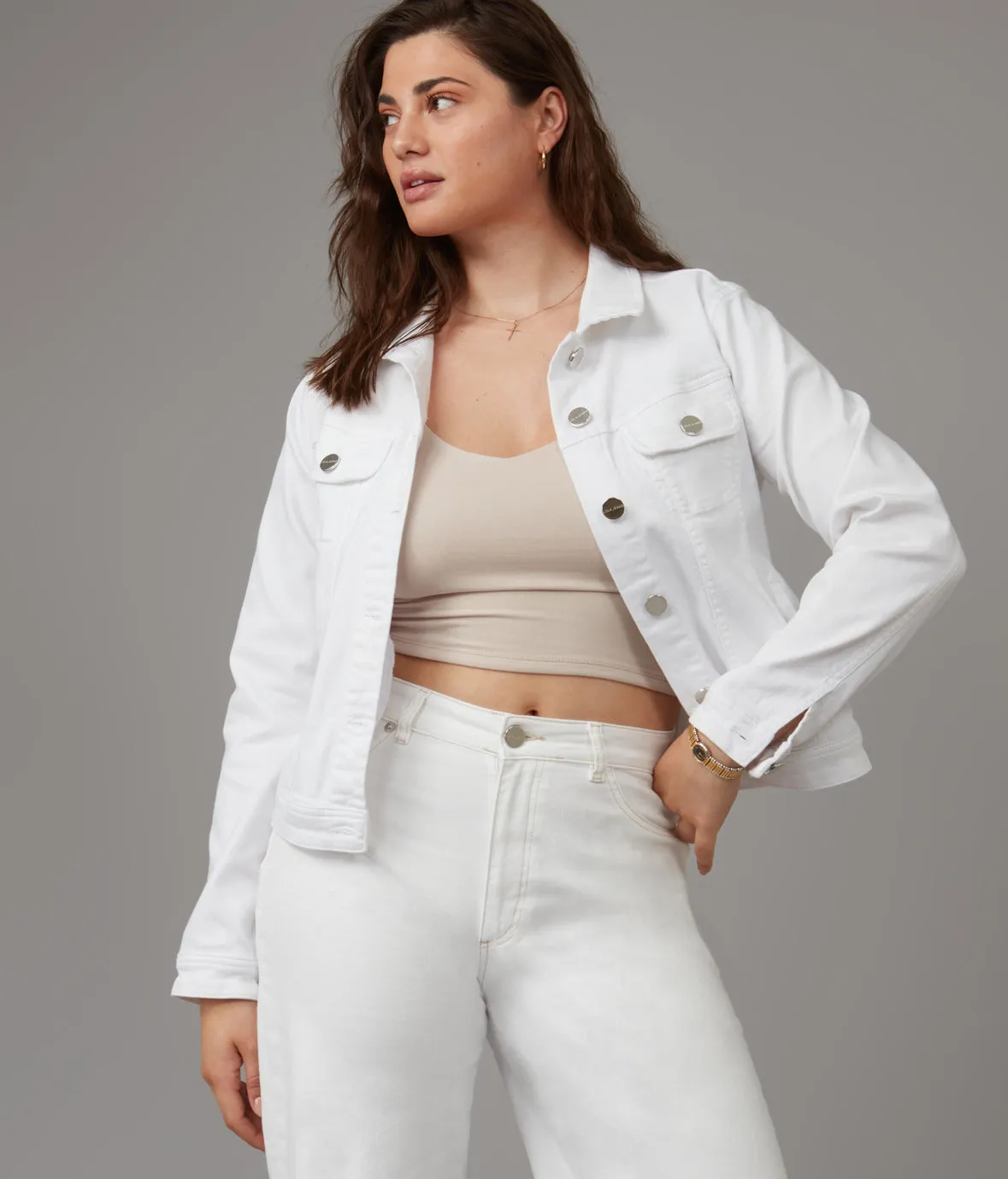 GABRIELLA-WHT Classic Denim Jacket