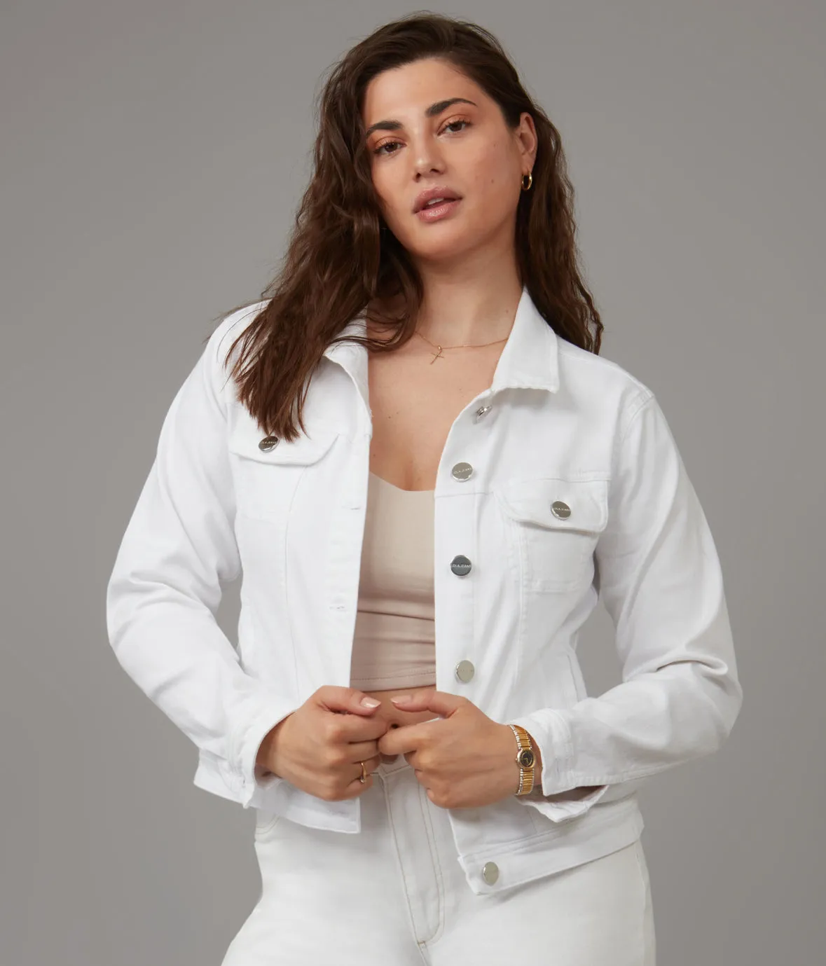 GABRIELLA-WHT Classic Denim Jacket