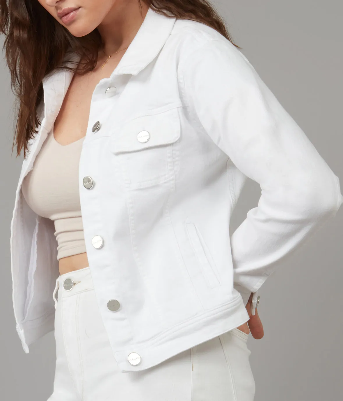 GABRIELLA-WHT Classic Denim Jacket