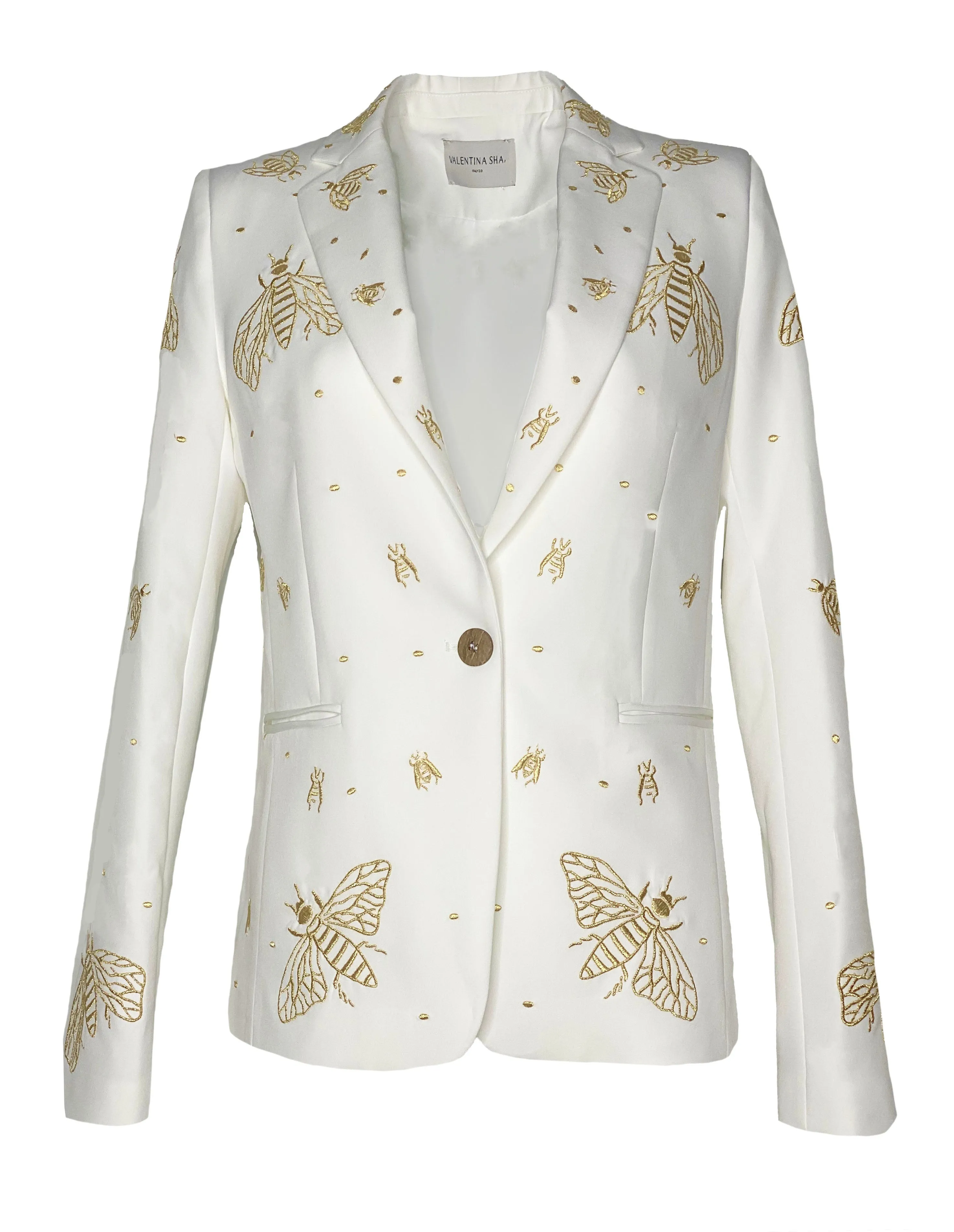 GAIA BLAZER- Embroidered White/ Gold