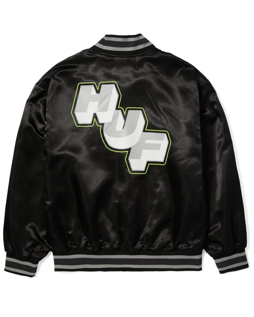 Galactic Stack Baseball Jacket - Black