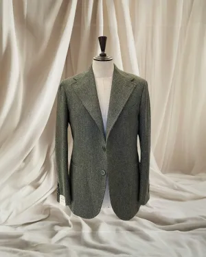 Giacca Blazer in Pura Lana Tweed Verde