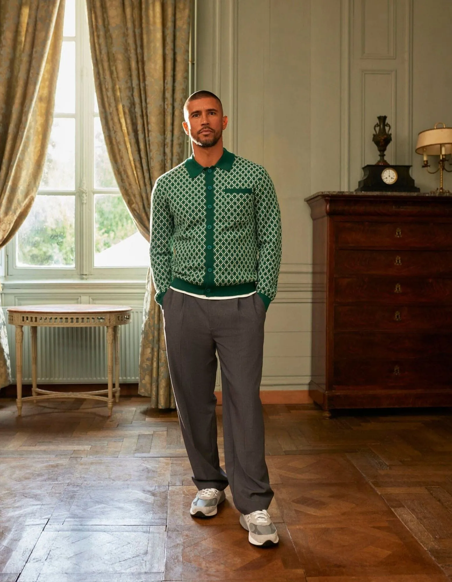 Green Block Print Cardigan