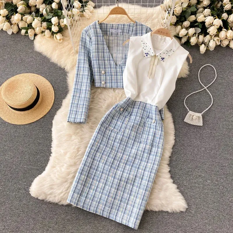 Harlyn Elegant Dress - Set of Premium Jacket and Tweed Dress