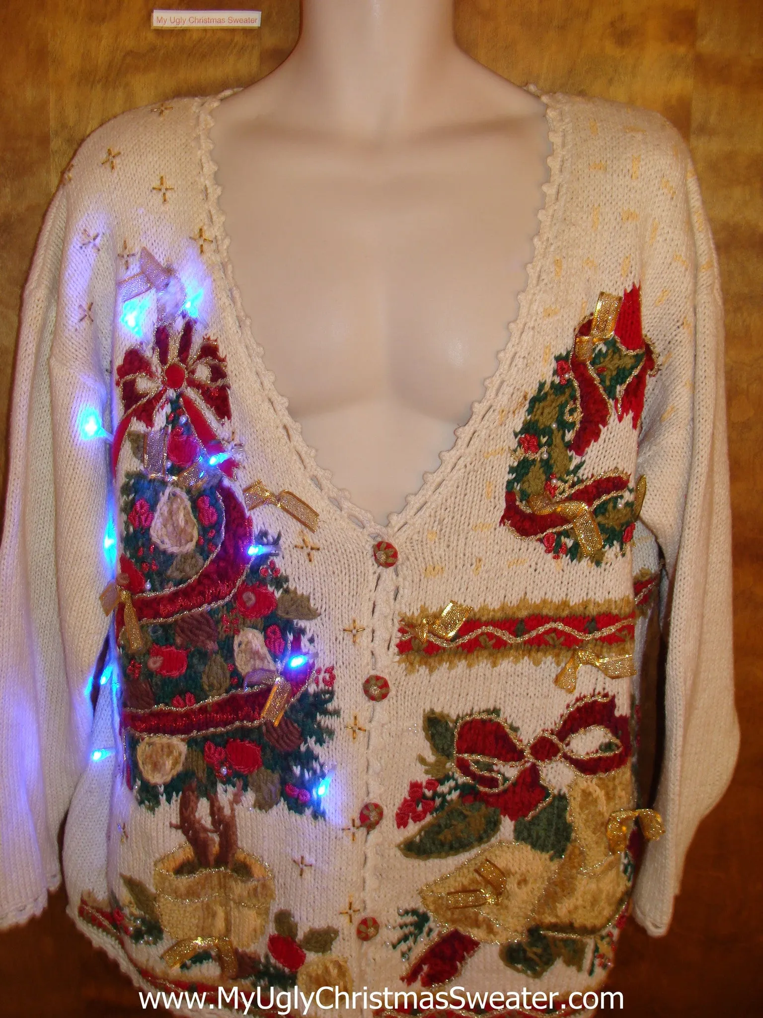 Horrible 80s Tree Light Up Ugly Xmas Sweater