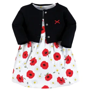 Hudson Baby Cotton Dress and Cardigan Set, Poppy Daisy