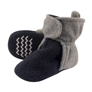 Hudson Baby Cozy Fleece Booties, Navy Heather Gray