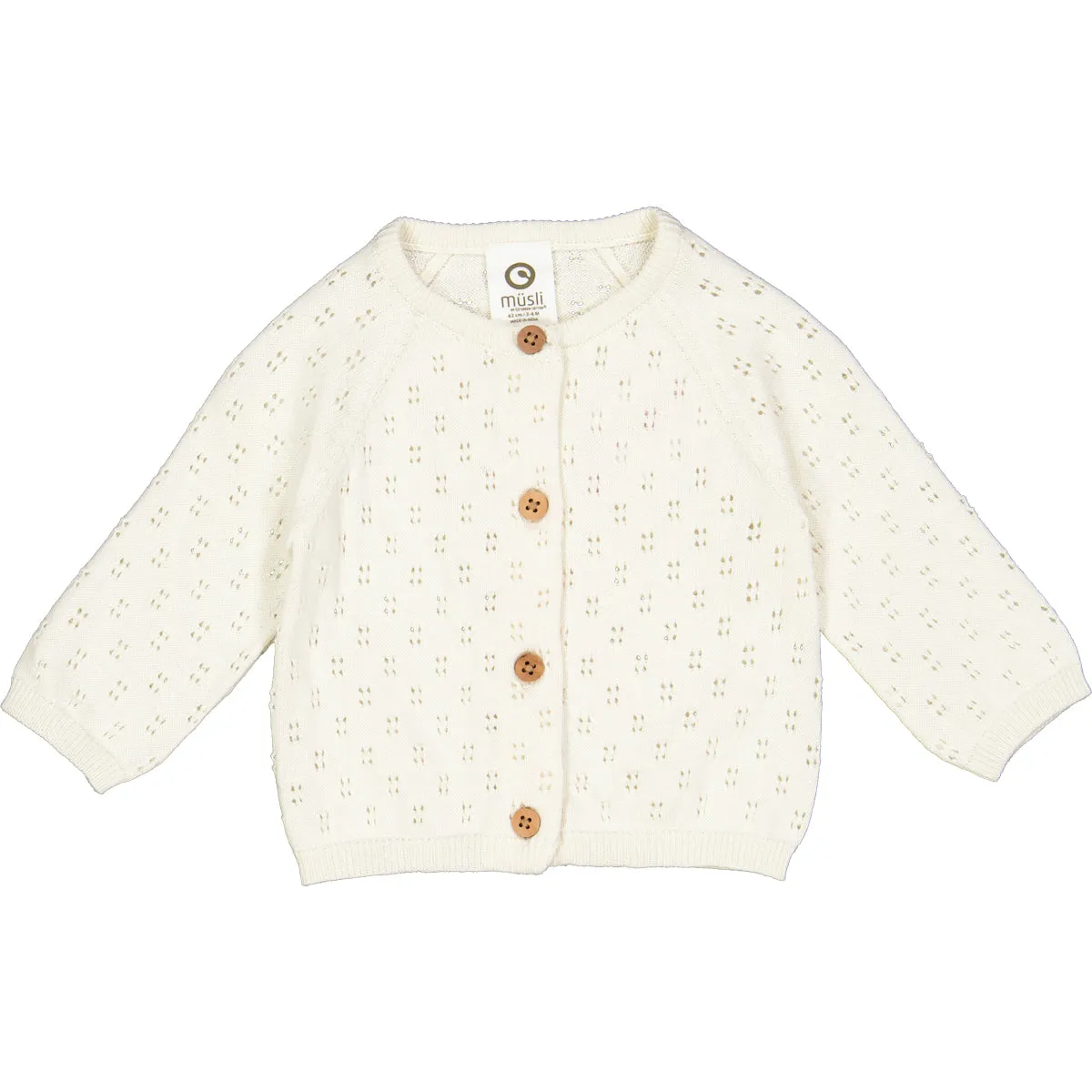 Knit Pointelle Cardigan, Balsam Cream