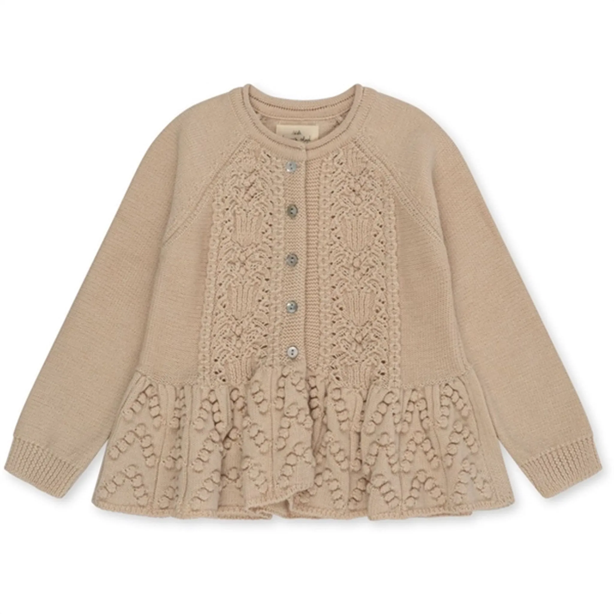 Konges Sløjd Almond Milk Cabby Frill Wool Cardigan