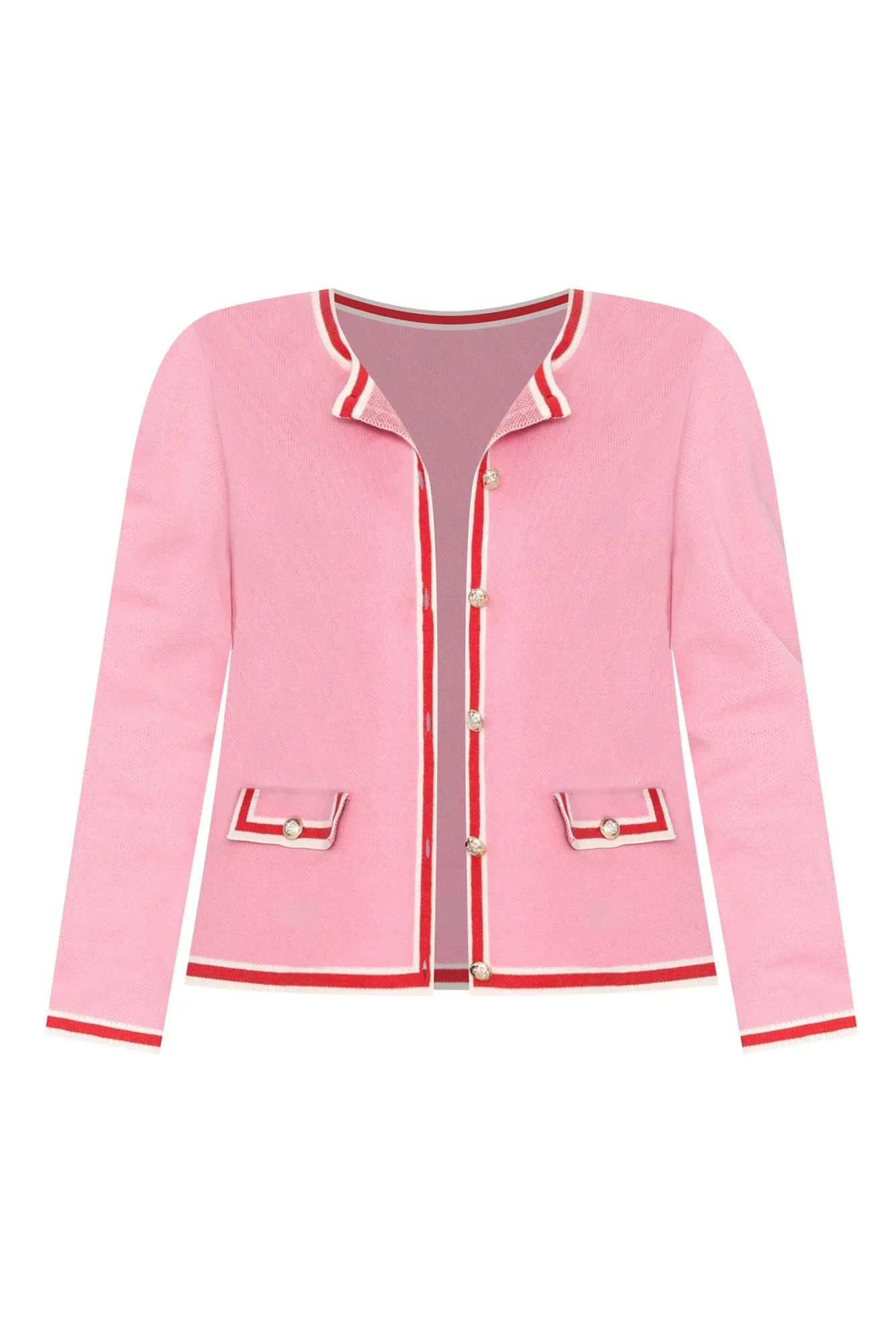 Lady Pink Trim Cotton Blend Cardigan