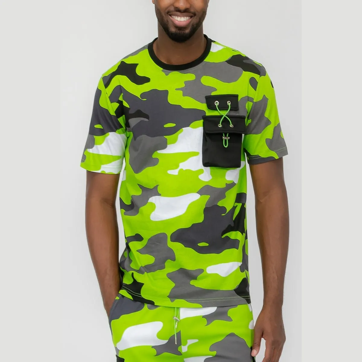 Lime Full Camo Toggle T-shirt