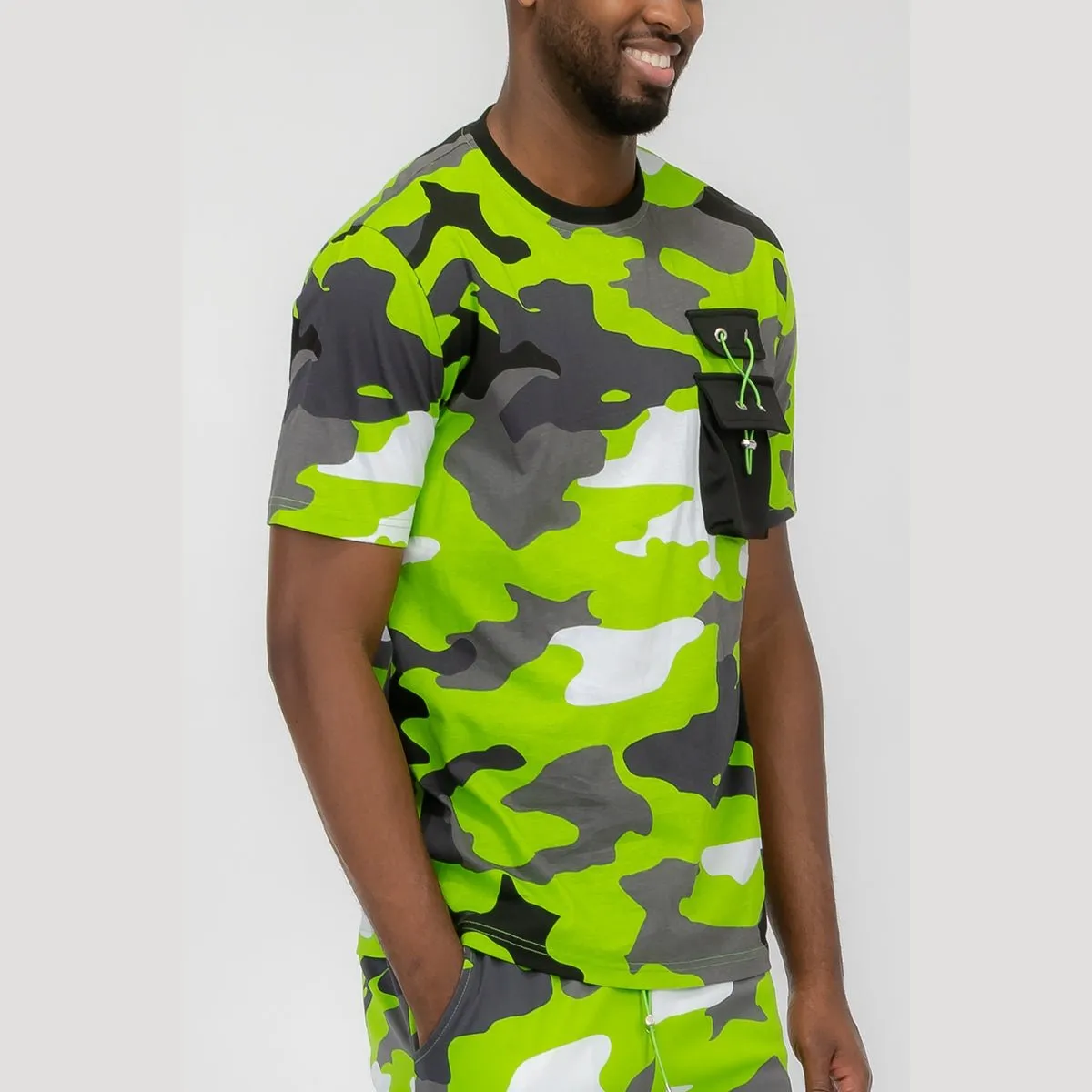 Lime Full Camo Toggle T-shirt