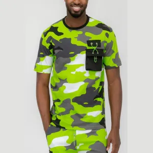 Lime Full Camo Toggle T-shirt