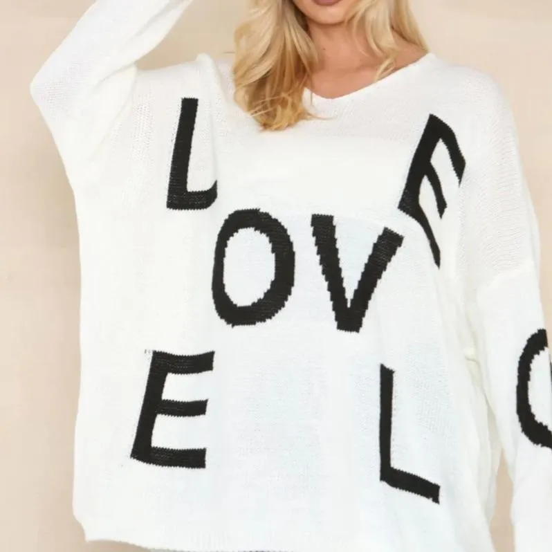 Love Slogan Oversized Knitted Jumper | Uniquely Sophia's