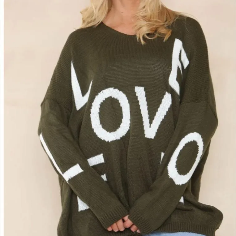 Love Slogan Oversized Knitted Jumper | Uniquely Sophia's