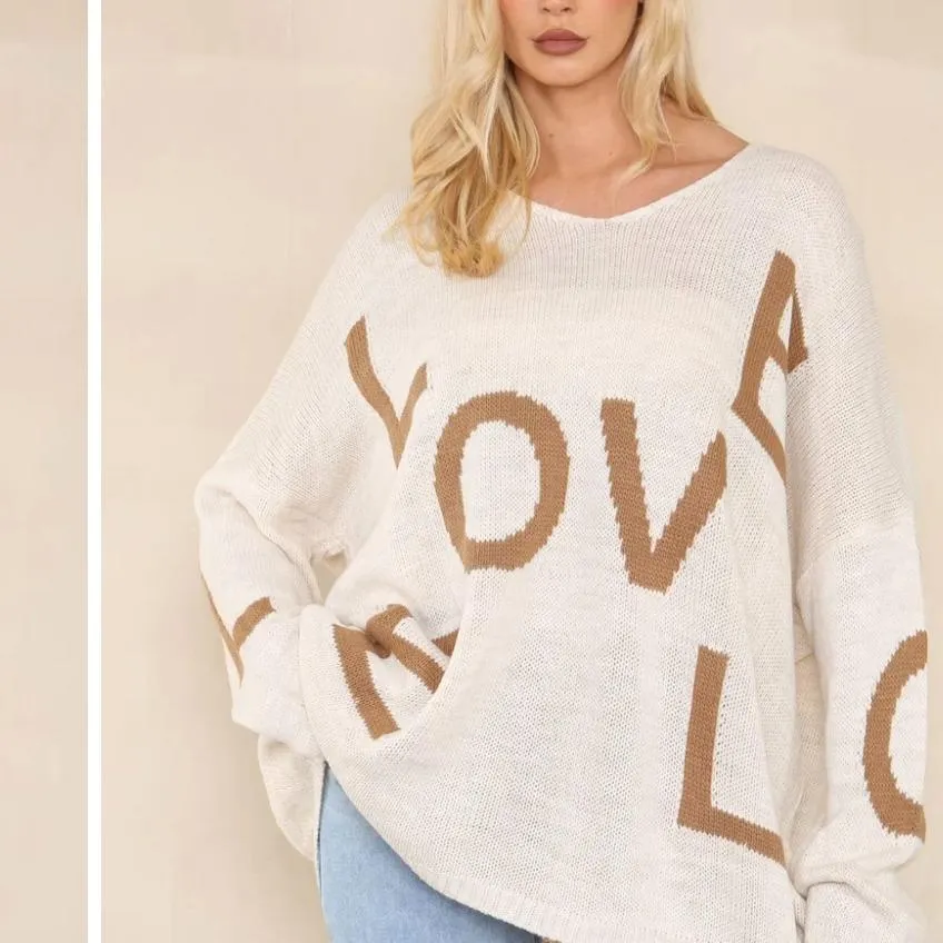 Love Slogan Oversized Knitted Jumper | Uniquely Sophia's