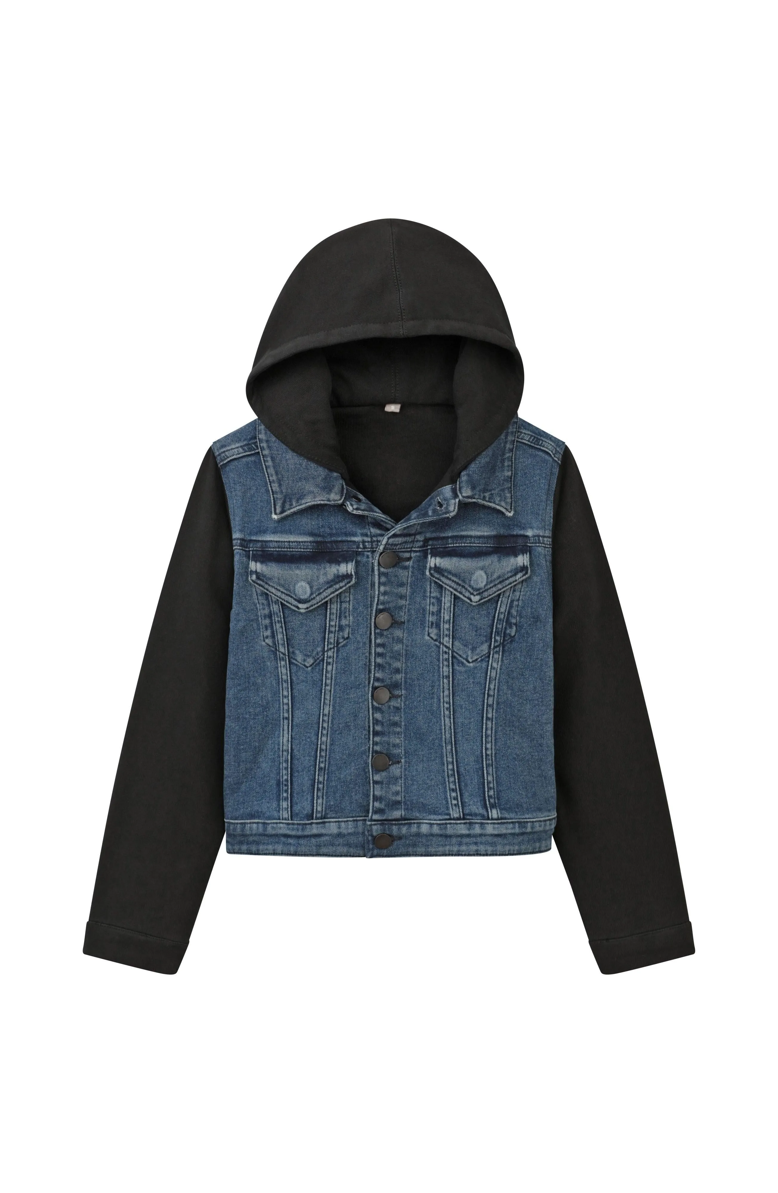 Manning Trucker Denim Jacket Kids | Knit Sleeves & Hood Seaborn | DL1961 Kids