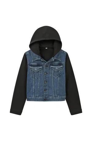 Manning Trucker Denim Jacket Kids | Knit Sleeves & Hood Seaborn | DL1961 Kids