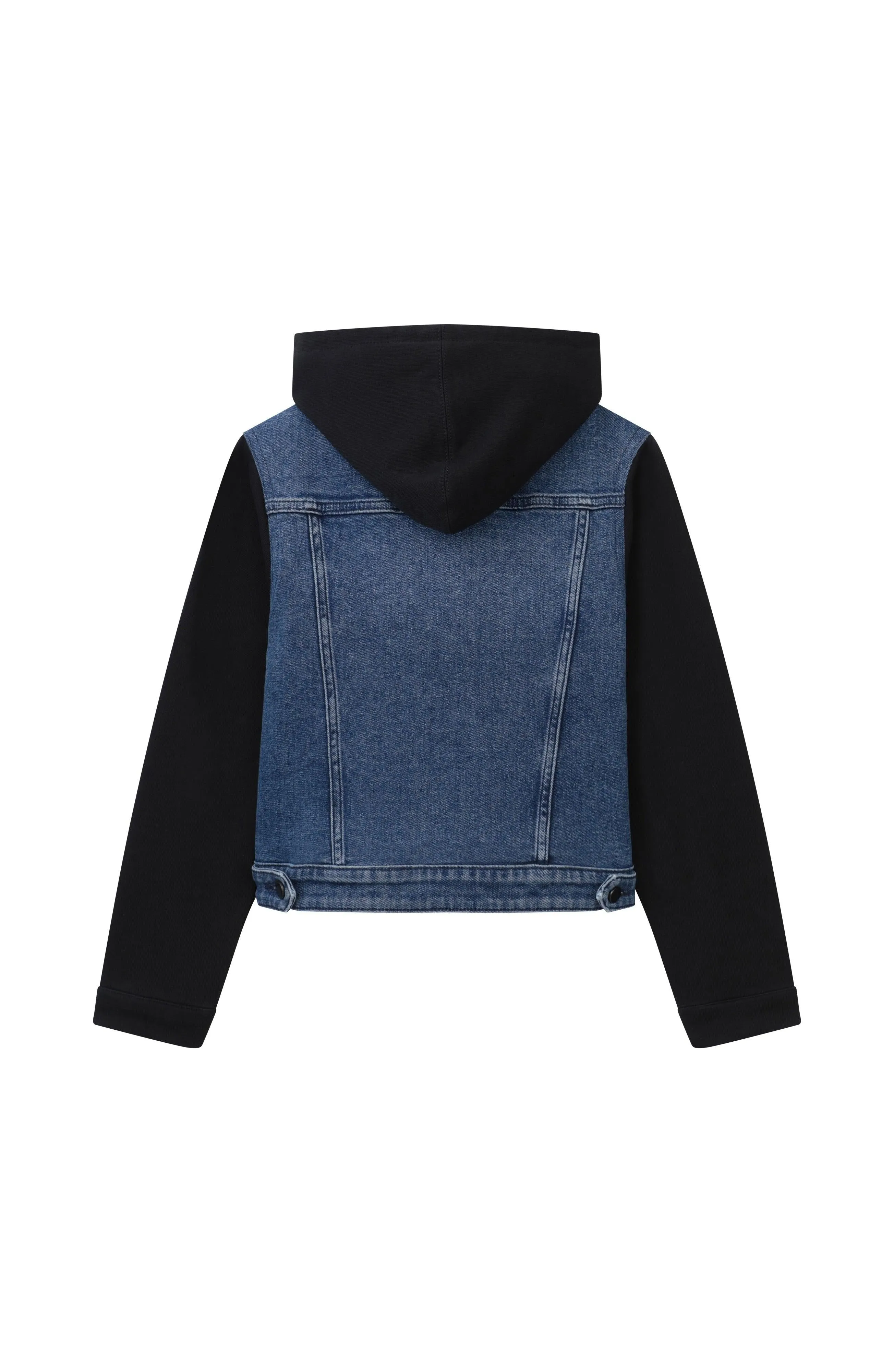 Manning Trucker Denim Jacket Kids | Knit Sleeves & Hood Seaborn | DL1961 Kids