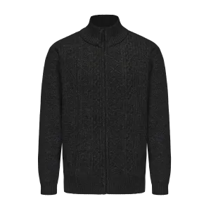 Men's Mock Neck Plaited Knitted Cardigan