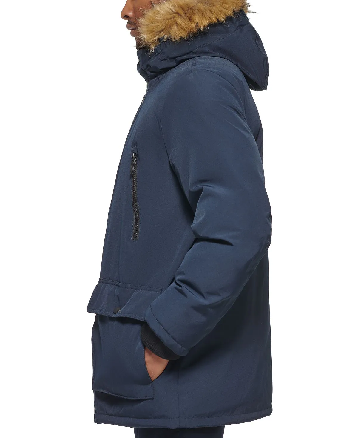 Men's parka with faux fur jacket on the hood created for Macy's Club Room, blue