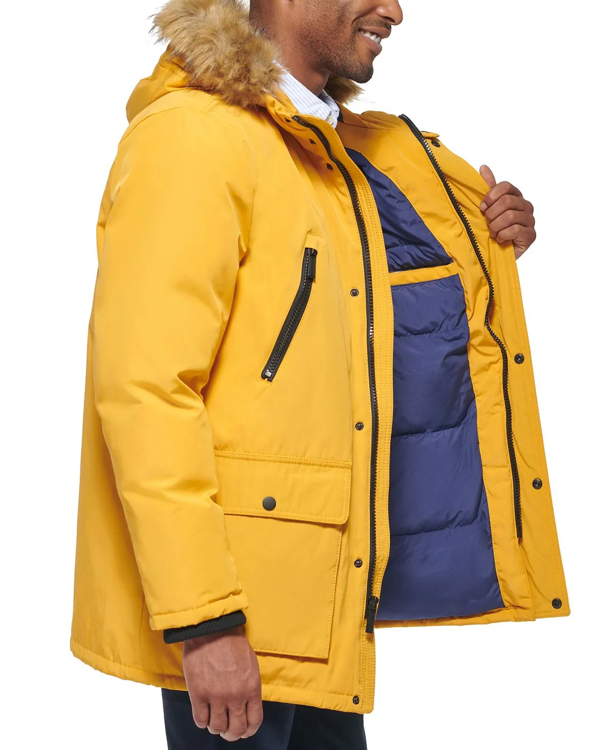 Men's parka with faux fur jacket on the hood created for Macy's Club Room