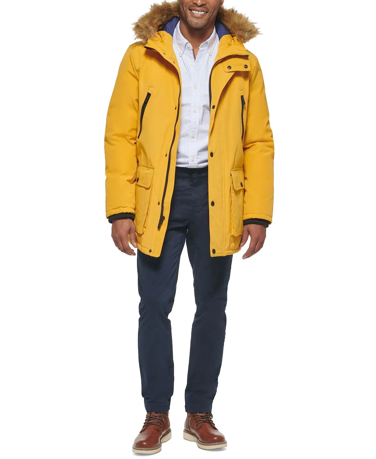 Men's parka with faux fur jacket on the hood created for Macy's Club Room